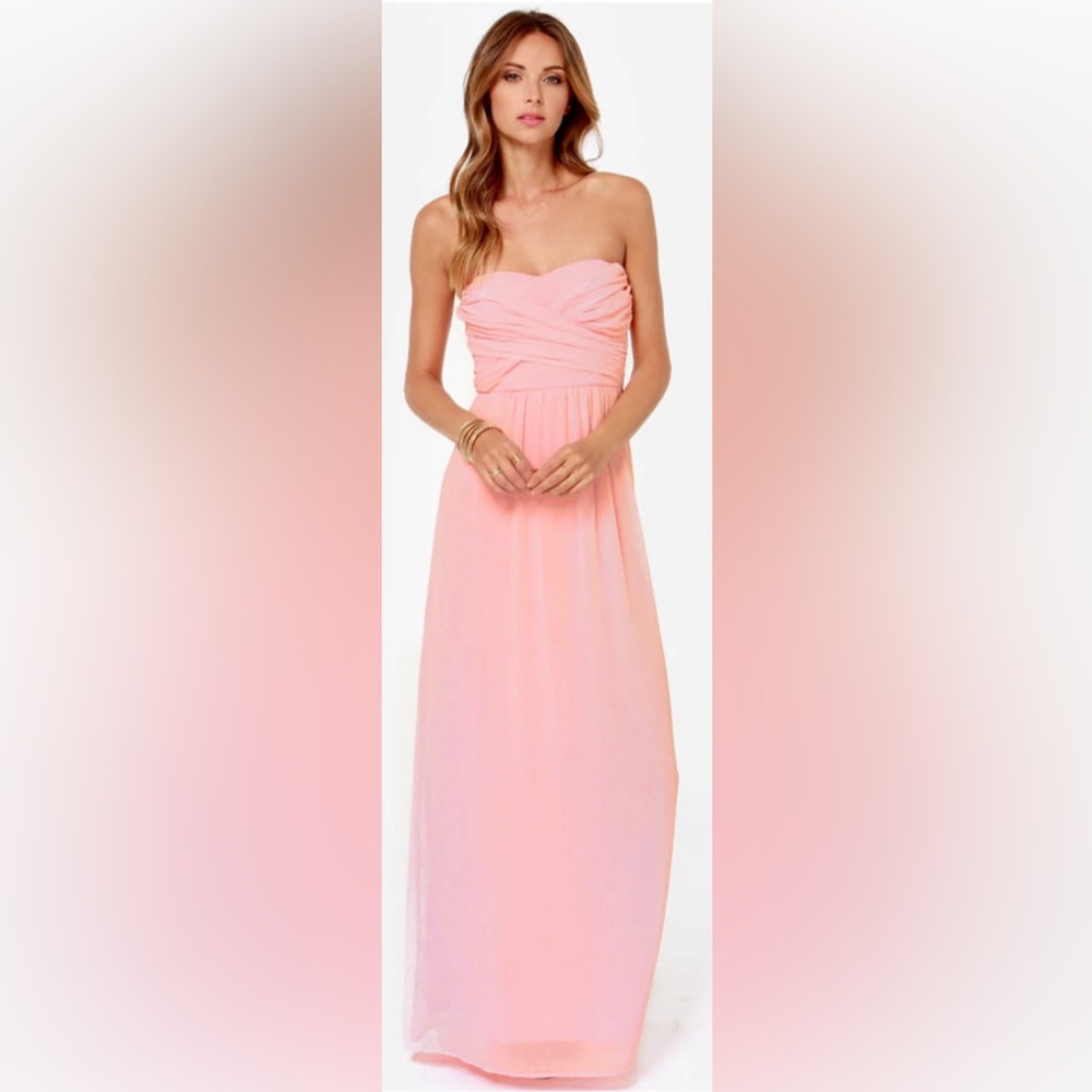 Lulu's Strapless Pink Maxi Dress
